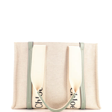 Chloe Woody Tote Canvas With Leather