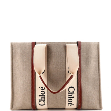 Chloe Woody Tote Canvas With Leather