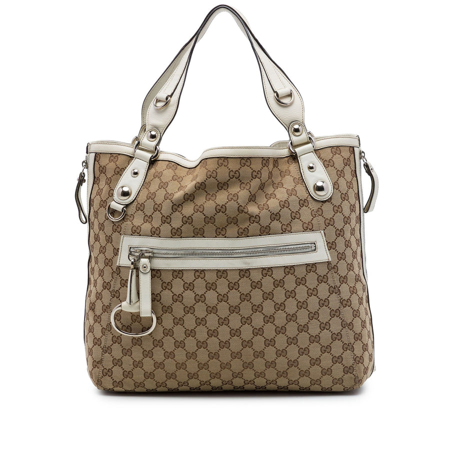 Gucci Gg Canvas Icon Bit Zip Tote Pre-