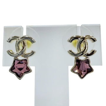 Chanel Cc Logo Star Earrings Sterling