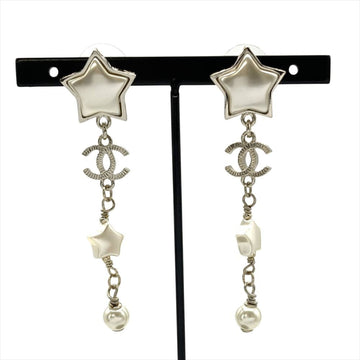 Chanel Cc Logo Star Earrings Sterling