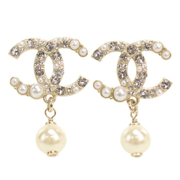 Chanel Cc Logo Earrings Gold-Tone Metal