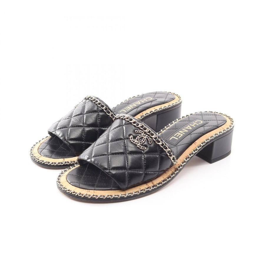 Chanel Matelasse Mule Chain Sandals #37