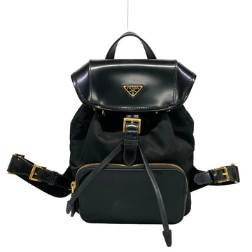 Prada Black Nylon Leather Backpack