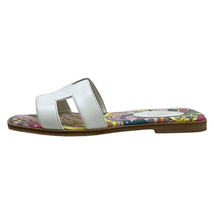 Hermes Oran White Leather Women's
