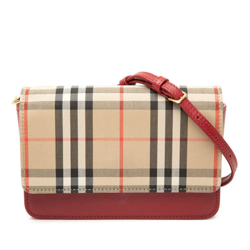 Burberry House Check Trimmed Leather