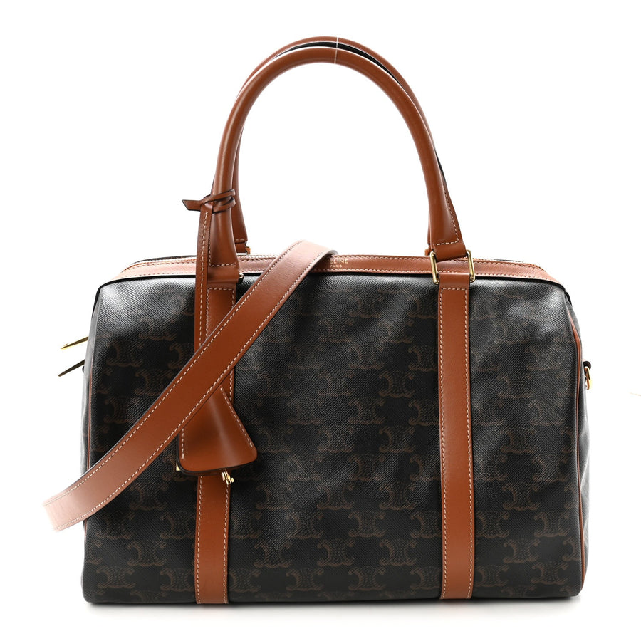 Celine Triomphe Canvas Calfskin Boston