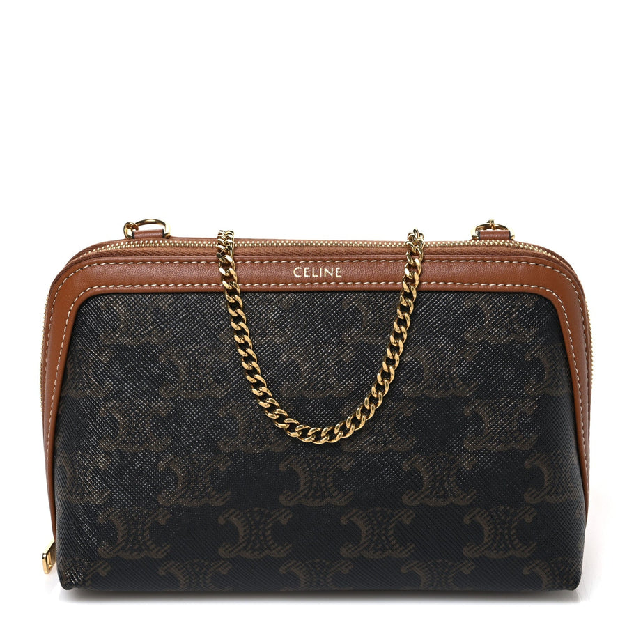 Celine Triomphe Canvas Lambskin Clutch