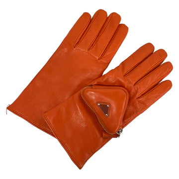 Prada Orange Leather Women's Gloves