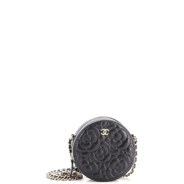 Chanel Round Clutch With Chain Camellia