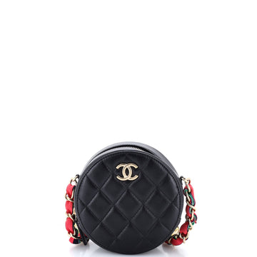 Chanel Ribbon Round Clutch With Chain