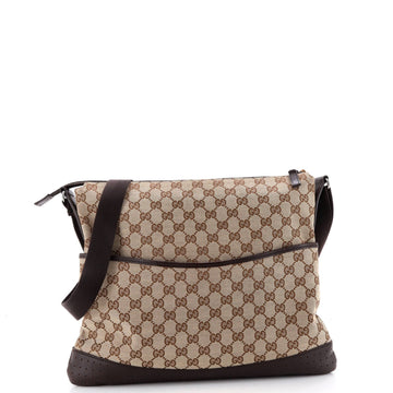 Gucci Zip Messenger Bag Gg Canvas With