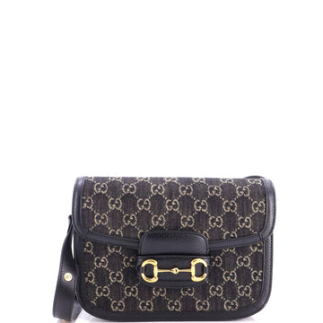 Gucci Horsebit Shoulder Bag Gg Denim
