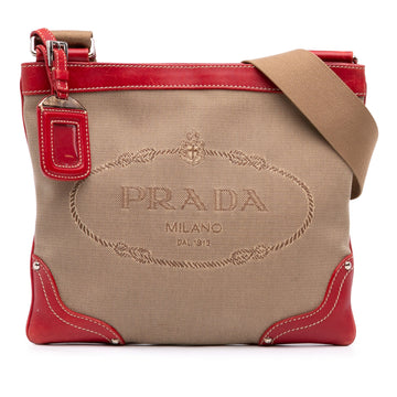 Prada Logo Convertible Tote Canvas With