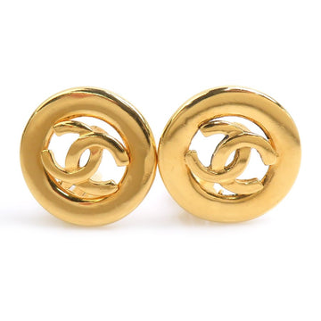 Chanel Cc Logo Earrings Gold Metal