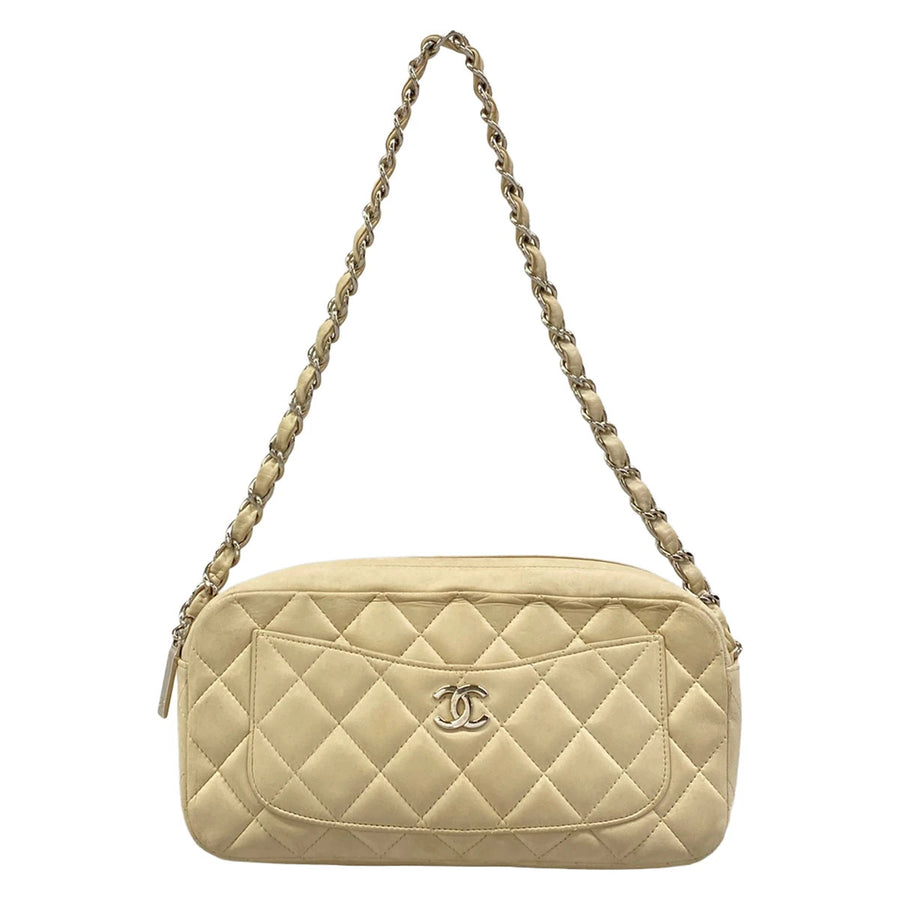 Chanel Matelasse Cream Lambskin Shoulder