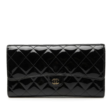 Chanel Cc Quilted Patent Classic Flap