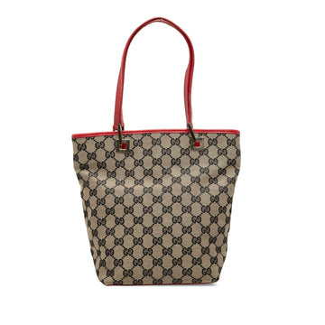 Gucci Gg Canvas Tote Pre-Loved Red