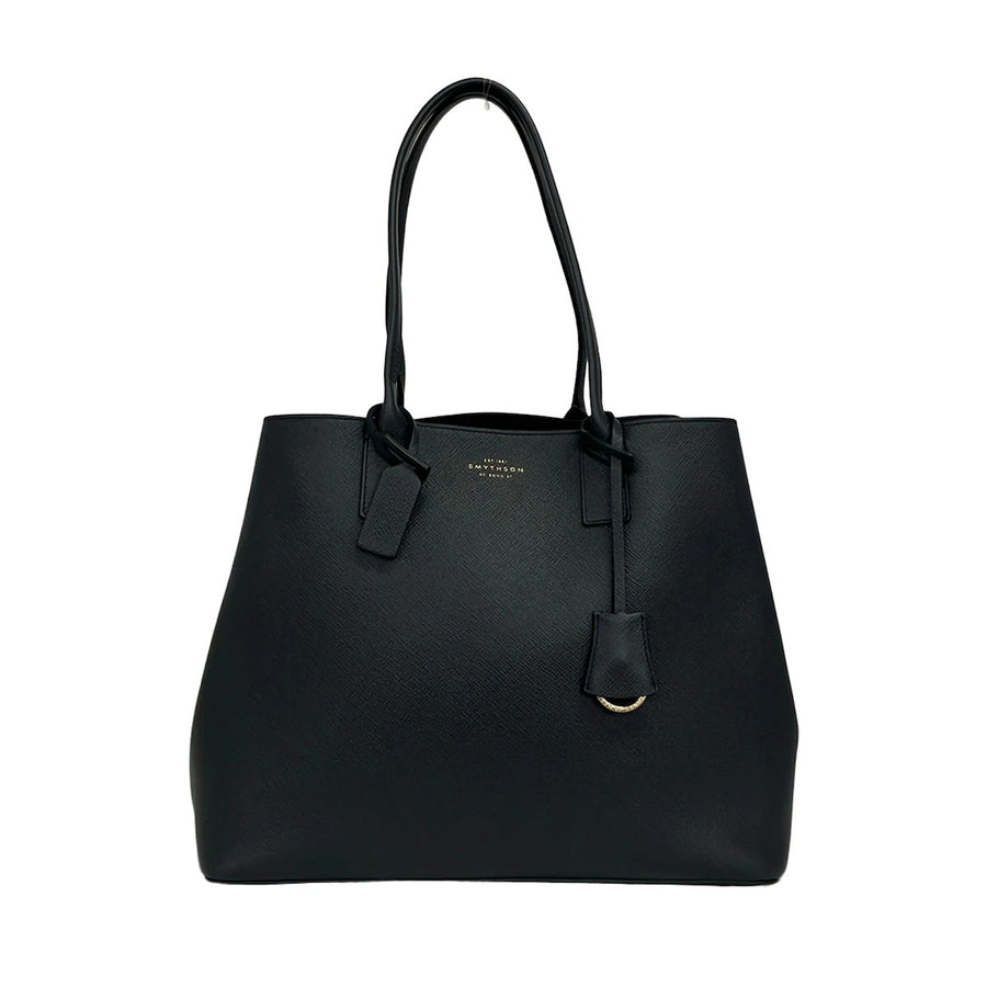 Smythson Dark Navy Panama Leather Tote