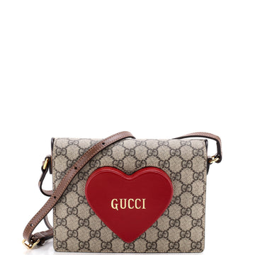 Gucci Logo Heart Crossbody Bag Gg Coated