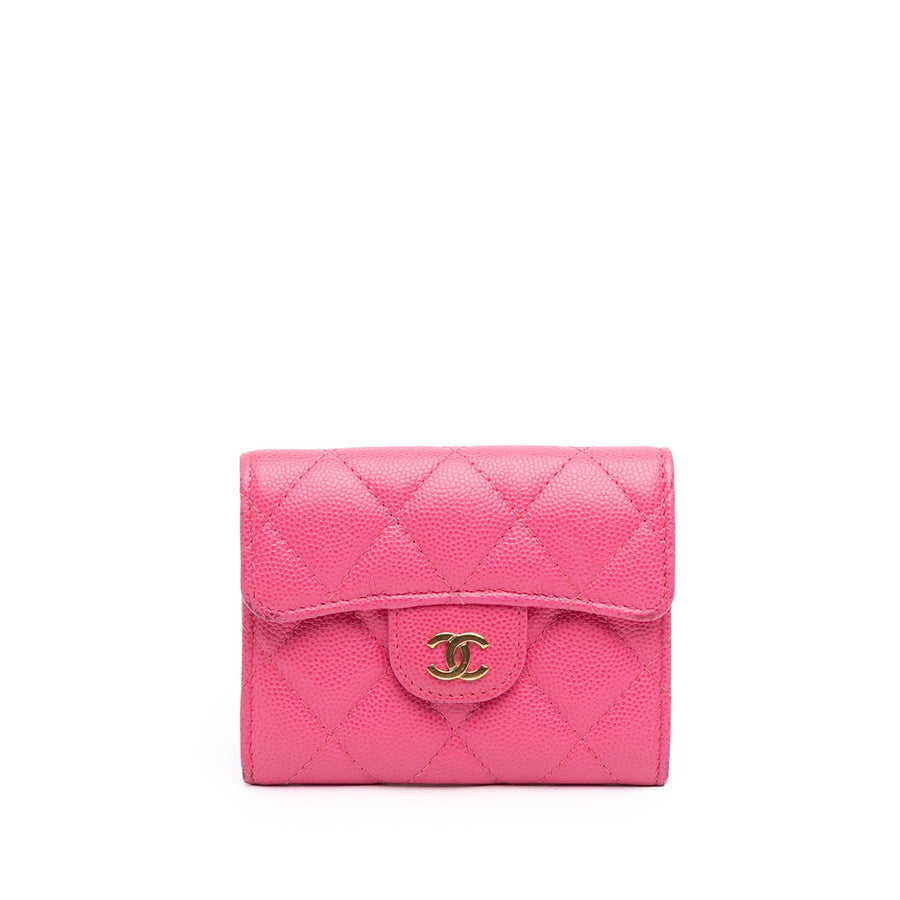 Chanel Cc Quilted Caviar Compact Flap