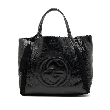 Gucci Medium Shearling Trimmed Patent