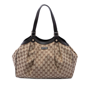 Gucci Gg Canvas Tote Pre-Loved Beige