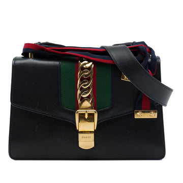 Gucci Small Calfskin Web Sylvie Satchel