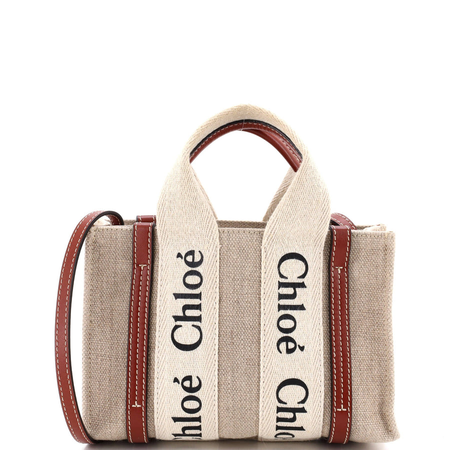 Chloe Woody Convertible Tote Canvas With
