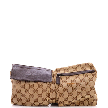 Gucci Vintage Double Belt Bag Gg Canvas