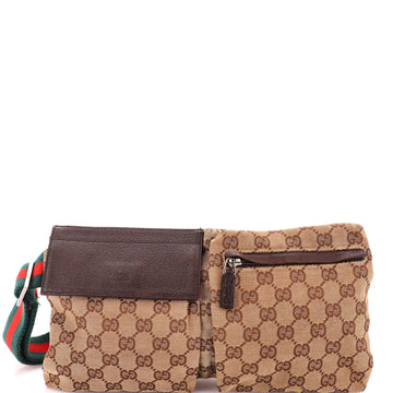 Gucci Vintage Double Belt Bag Gg Canvas