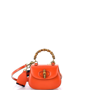 Gucci Bamboo Top Handle Bag Leather Mini