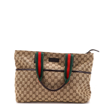 Gucci Diaper Web Strap Tote Gg Canvas