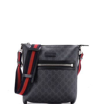 Gucci Web Strap Front Zip Messenger Bag