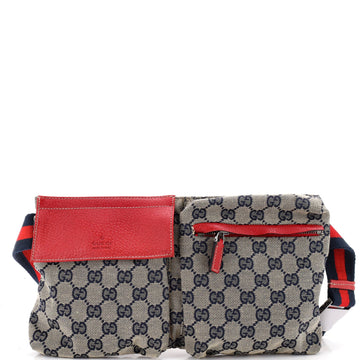 Gucci Vintage Double Belt Bag Gg Canvas