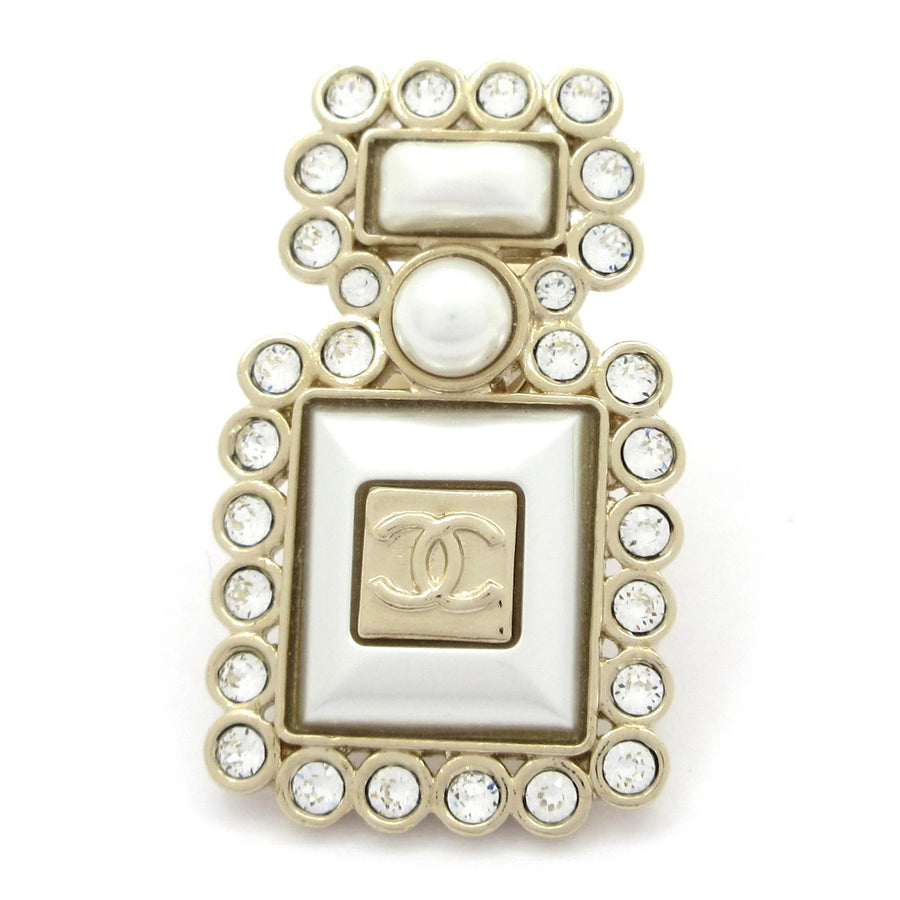 Chanel Pearl White Gold Clear Faux