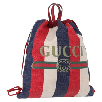 Gucci Backpack Canvas Blue Red