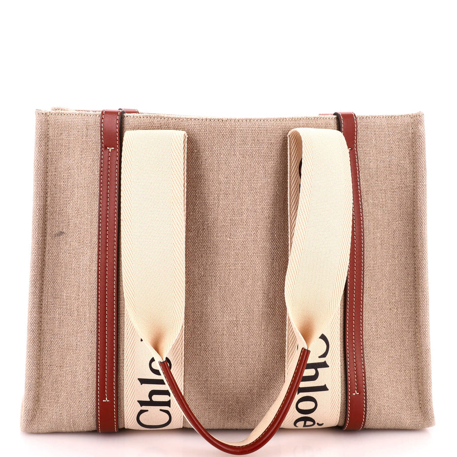 Chloe Woody Tote Canvas With Leather