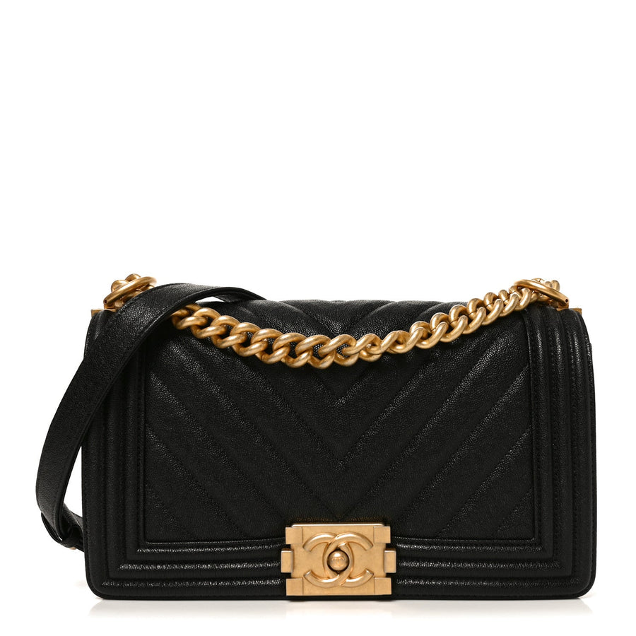 Chanel Caviar Chevron Quilted Medium Boy