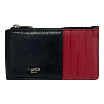 Fendi Coin Case Black Red Leather
