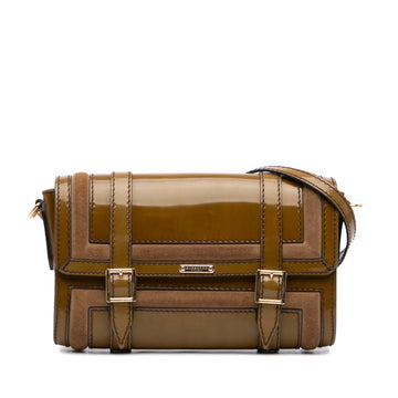 Burberry Patent And Suede Trimmed Bridle
