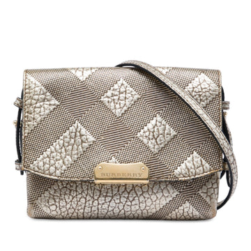 Burberry Embossed Grain Check Leather
