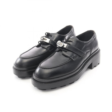 Hermes Derby Loafers Shoes Leather Black
