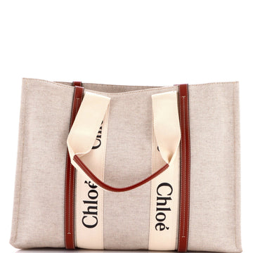 Chloe Woody Tote Canvas With Leather