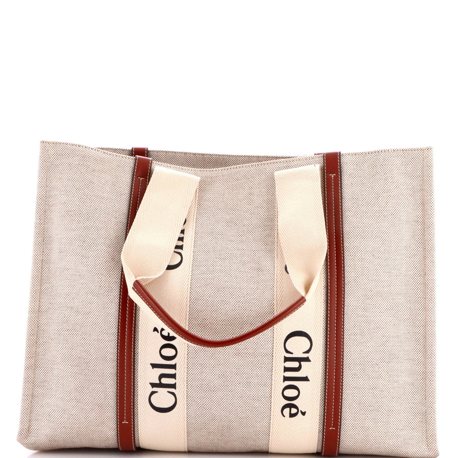 Chloe Woody Tote Canvas With Leather