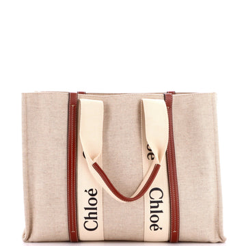 Chloe Woody Tote Canvas With Leather