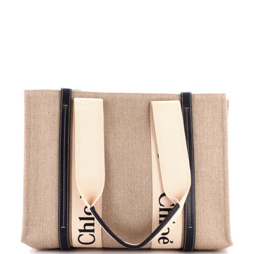 Chloe Woody Tote Canvas With Leather