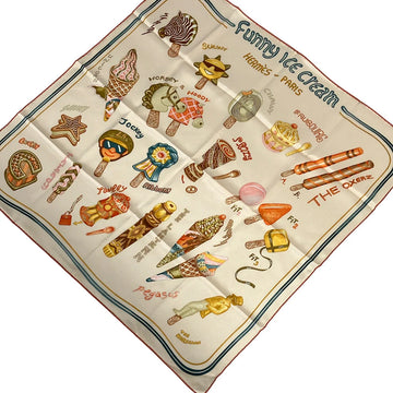 Hermes Carre 70 Cream Orange Multi Scarf