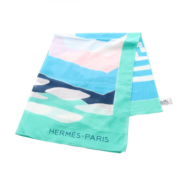 Hermes Pareo Stole Wrap Cotton Blue