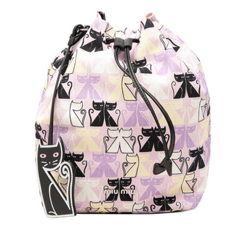 Miu Canvas Cats Print Drawstring